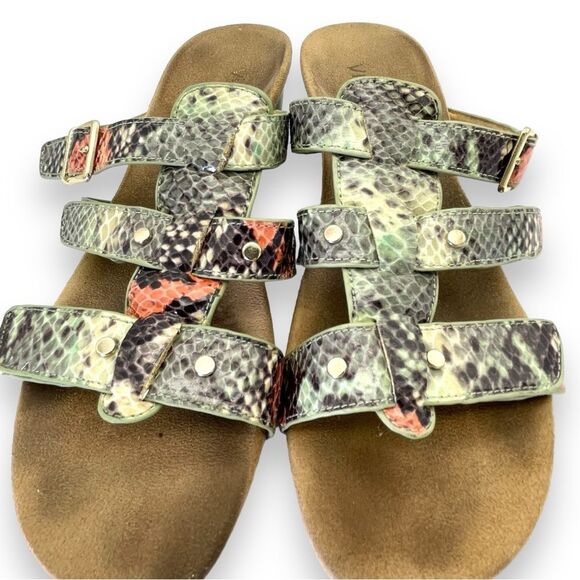 Vionic Park Radia Snakeprint Triple Strap Orthotic Sandals in Mint Snake Size 8 - Picture 11 of 16